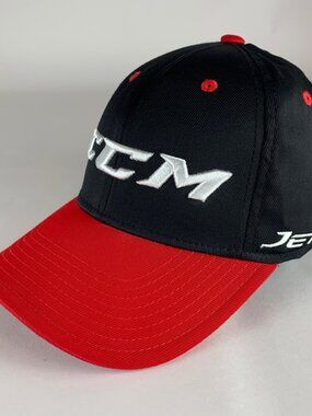 CCM Jetspeed Black Red Stretch Fitted Hat Mens One Size
